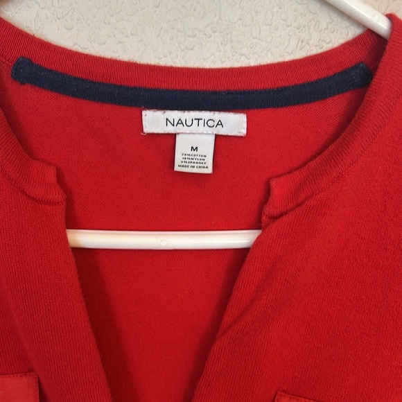 Women’s red Nautical button up cardigan size medium. - Picture 2 of 7